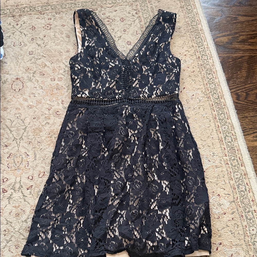 Francesca's Collections Black Lace Mini Dress